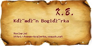 Kámán Boglárka névjegykártya